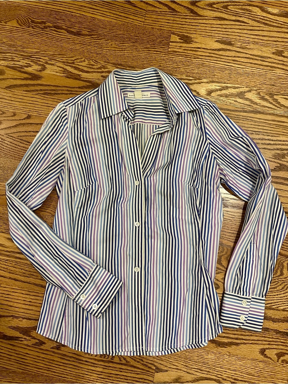 Banana Republic Purple Striped Button-Down Shirt